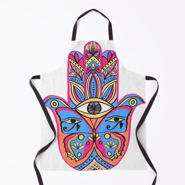 Item preview, Zen Art | Hamsa Hand Blue Coral Pink designed and sold by Old Urban Farmhouse Design Studio.