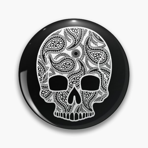 Artikelvorschau, Paisley Sugar Skull Weiß Blumenmuster Tag der Toten Dia De Los Muertos Mardi Gras Sugar Skull (m) entworfen und verkauft von OopteesLydia.