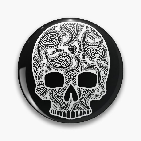 Artikelvorschau, Paisley Sugar Skull Weiß Blumenmuster Tag der Toten Dia De Los Muertos Mardi Gras Sugar Skull (s) entworfen und verkauft von OopteesLydia.