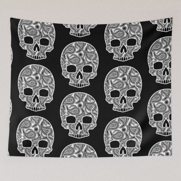 Item preview, Paisley Sugar Skull White Floral Design Day of the Dead Dia De Los Muertos Mardi Gras Sugar Skull (s) designed and sold by OopteesLydia.