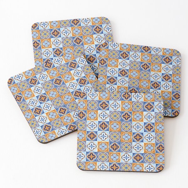 Item preview, Universal pattern Ceramic Tile Pattern with orange, blues, and white.  designed and sold by Jennykies.