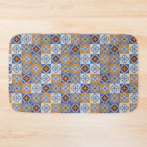 Item preview, Universal pattern Ceramic Tile Pattern with orange, blues, and white.  designed and sold by Jennykies.