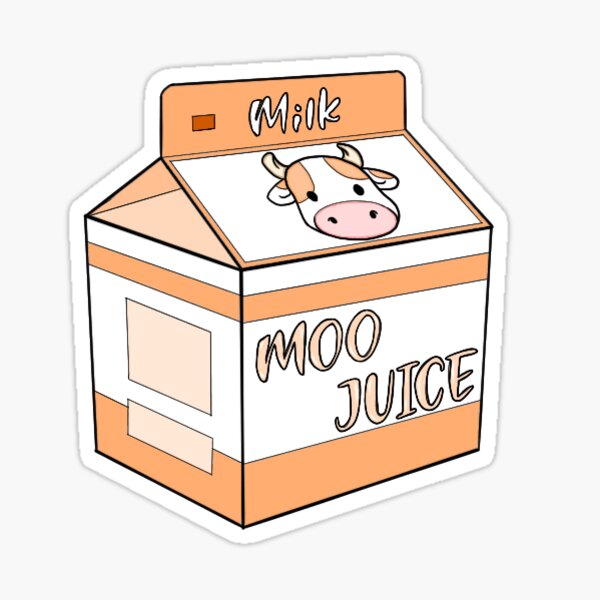 "Moo Juice Milk Carton" Sticker for Sale by artizeang Redbubble