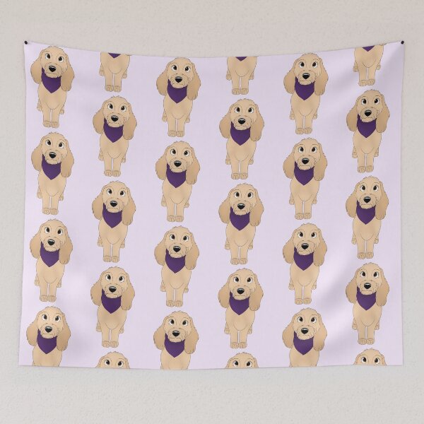 Item preview, Cartoony Golden Doodle Wearing Bandana Illustration designed and sold by pawtraitdreams.