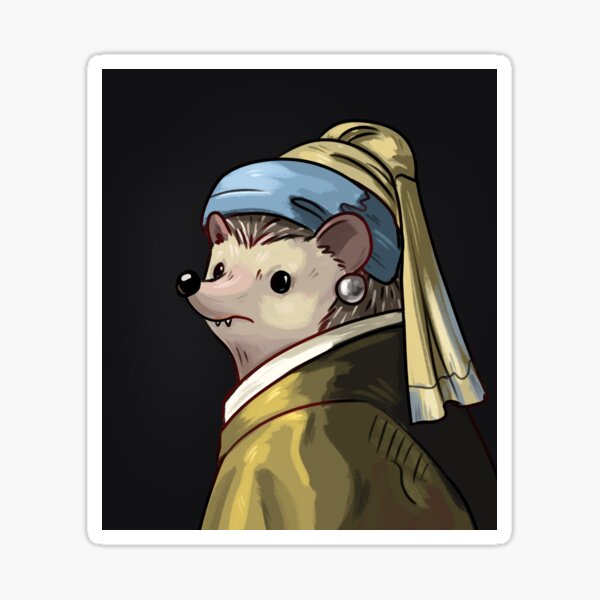 Item preview, Hedgehog Girl with the Pearl Earring designed and sold by Pameloo.
