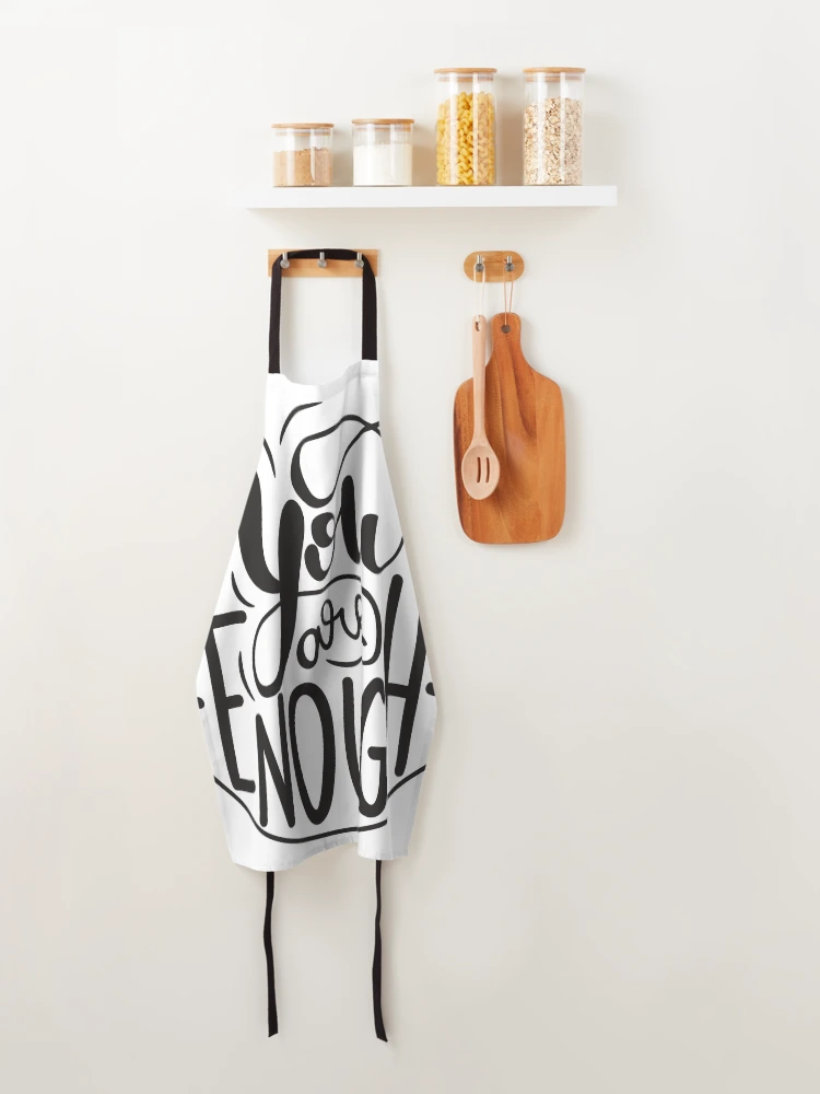 Thumbnail 4 of 6, Apron, You Are Enough Lettering designed and sold by RajaGraphica.