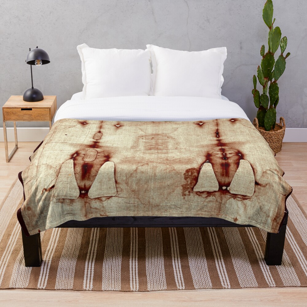 Easter Holy Face Negatives Of The Shroud Of Turin Throw Blanket For Sale By Koo Leon Redbubble