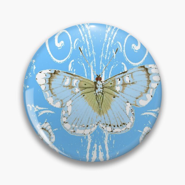 Item preview, ABSTRACT BLUE BUTTERFLIES WHITE SCROLL ART designed and sold by sharlesart.