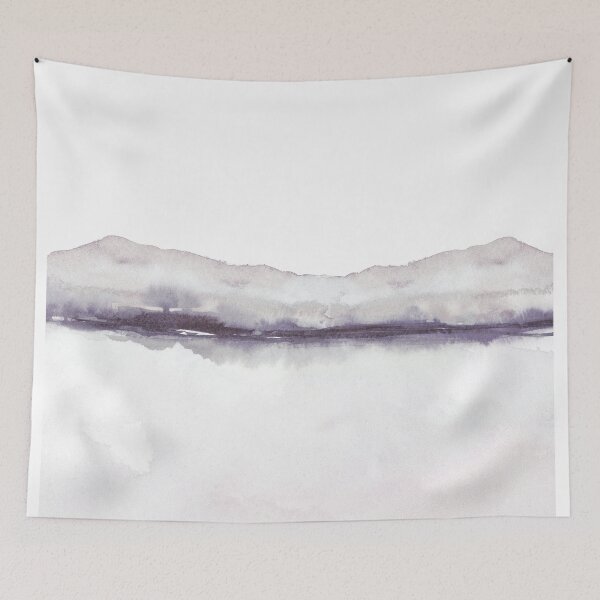 Item preview, Mountains & Water Abstract Watercolor in Pastel Neutrals of Gray and Blush designed and sold by SilverSpiral.