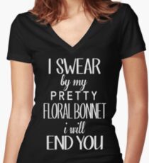 floral bonnet Women's Fitted V-Neck T-Shirt