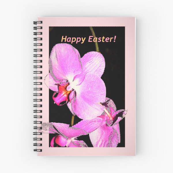 Artikelvorschau, Rosa Orchideen mit Ostergruß entworfen und verkauft von B. Randi Bailey.