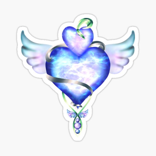 Crystal Heart Wings Sticker
