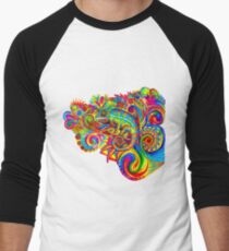 Psychedelizard Psychedelic Chameleon Colorful Rainbow Lizard Men's Baseball ¾ T-Shirt