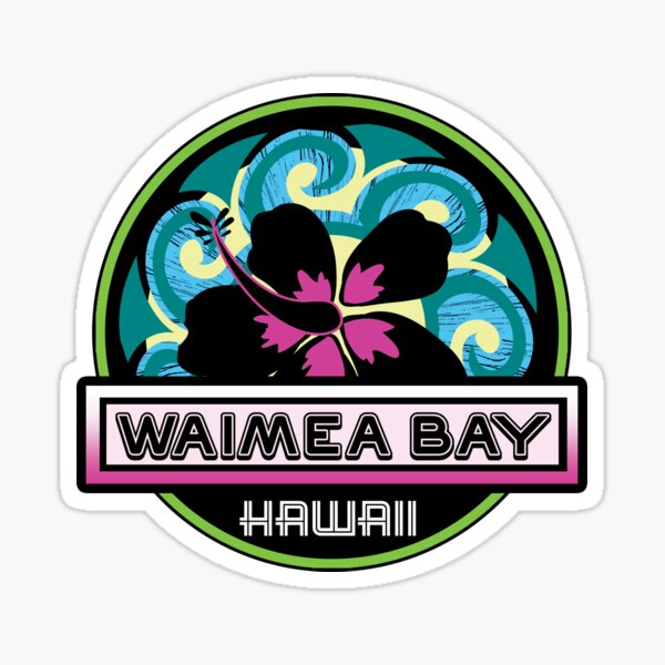 "WAIMEA BAY Hawaii Hibiscus Flower Wave Travel Vacation Decal Pink