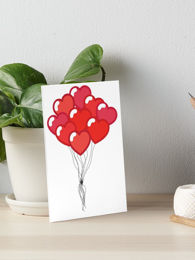 Four Red Heart Shaped Balloons Up In Air Canvas Print / Canvas Art