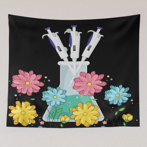 Item preview, FLOWER DOODLES CHEMISTRY FLASK WITH PIPETTES MEDICAL LABORATORY SCIENTIST designed and sold by Hippiesole.