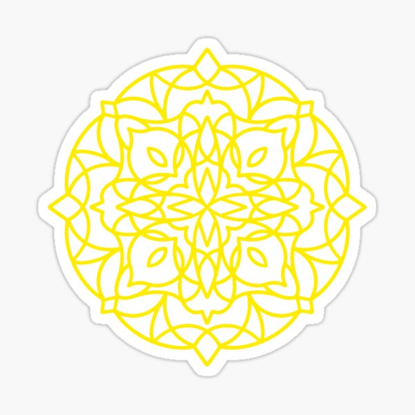 Rise and Shine, Flow and Align, Yellow Mandala Design Sticker