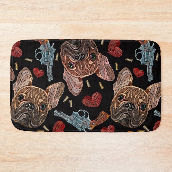 Item preview, Embroidery bulldog, hearts and guns designed and sold by matrioshka.