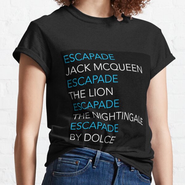 ESCAPADE by DOLCE - Blue and white text pattern Classic T-Shirt