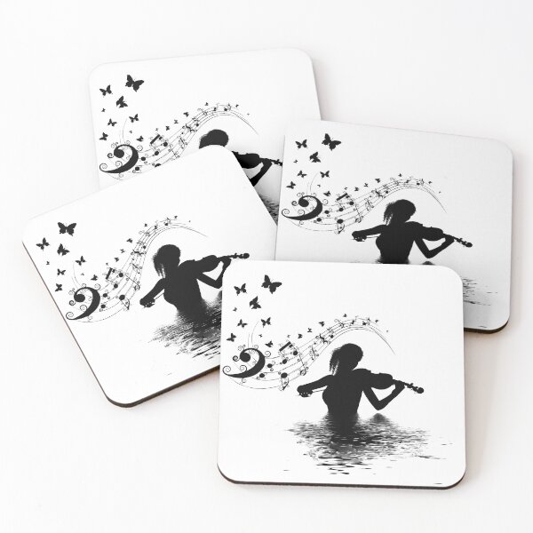 Item preview, Violin Player, Musical Tones and Butterflies Silhouette designed and sold by Dawooddart.