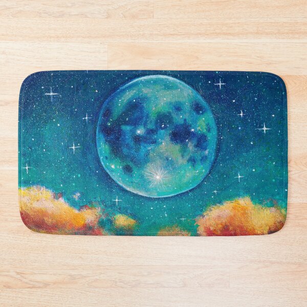 Item preview, Aesthethic Moon Art, sky blue pink clouds, boho paint designed and sold by Ohmydraw.