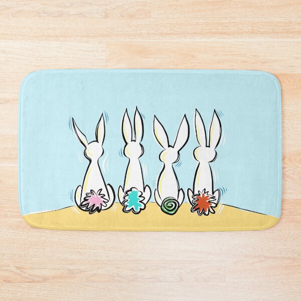 Four Bunnies in a Row Bath Mat