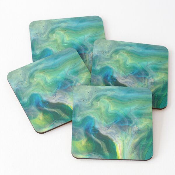 Item preview, Cool Flowy Blue Green Paint Pour designed and sold by SierasART.