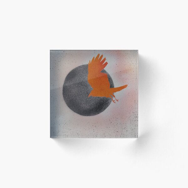 Raven on Black Moon Black Stars Acrylic Block