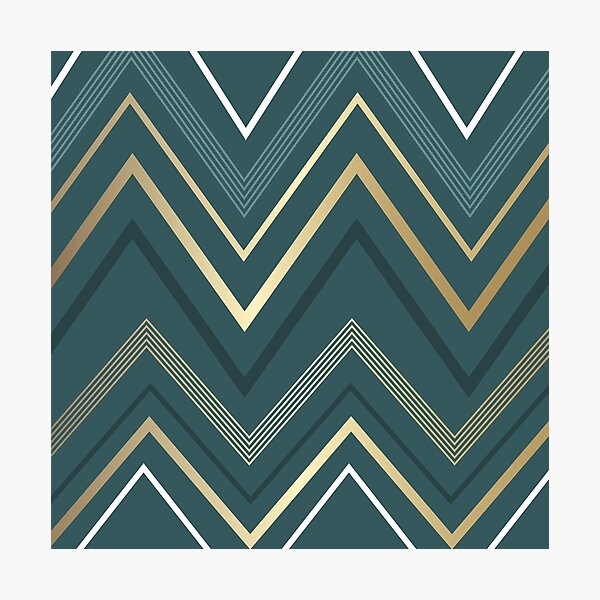 Item preview, Zig Zag verde azulado y dorado designed and sold by Sympleprints.