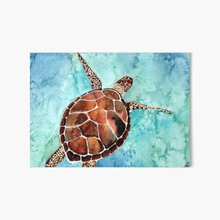 Green galaxy turtle Small Original Acrylic Painting on Wood Animal Realism Nature Modern Ocean Aquatic Contemporary Ready to hang Universe