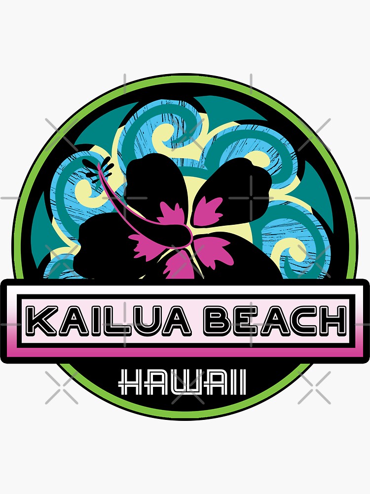 4x4 Inch Round Surfer On Wave Kailua Hawaii Vinyl Decal Sticker - Waterproof Car & Bumper Sticker