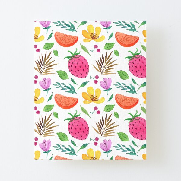 Strawberry refreshing summer pattern Canvas Mounted Print
