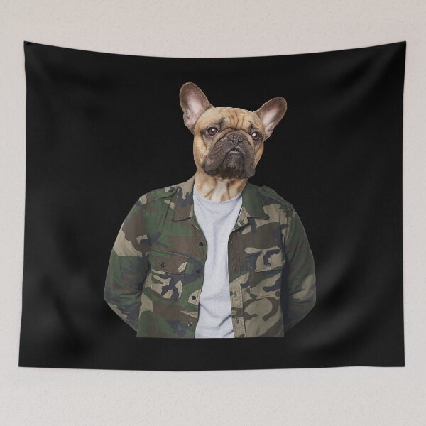 Item preview, French Bulldog In Camouflage Jacket For Dog Lovers designed and sold by charissamo77.