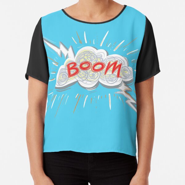 Boom Lightning Cloud on Blue Chiffon Top