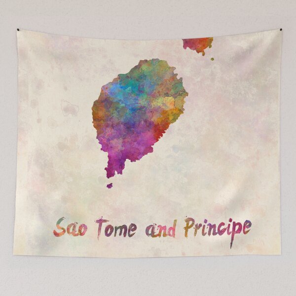 Item preview, Sao tome and principe  watercolor map  designed and sold by paulrommer.