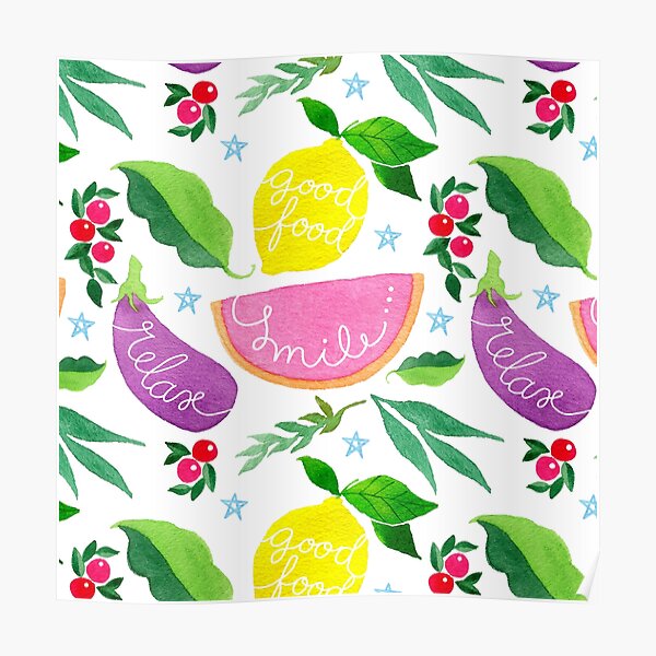 Smile relax lemon veggie modern sweet pattern Poster