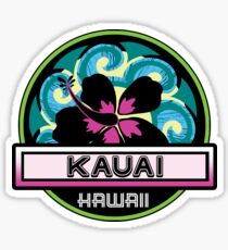 KAUAI Hawaii Hibiscus Flower Wave Travel Vacation Decal Pink Green Sticker