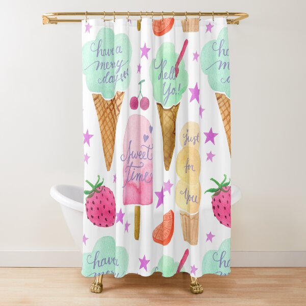 Pastel ice cream cheerful pattern Shower Curtain