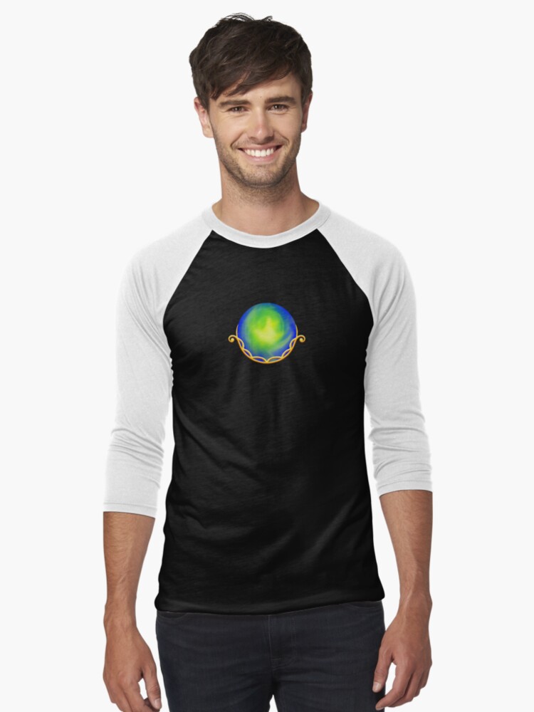 Thumbnail 1 of 3, Baseball ¾ Sleeve T-Shirt, Cradled Globes - Terra Gold designed and sold by StephOBrien.