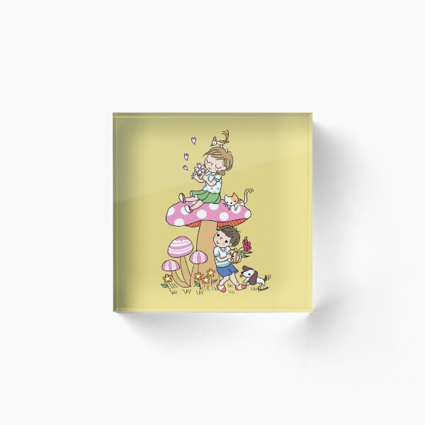 Girl and boy cute mushroom Acrylic Block