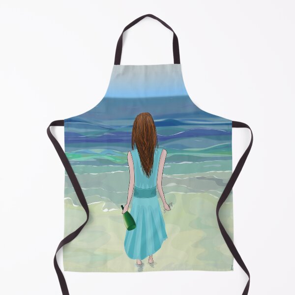 Item preview, Woman Standing in Front of the Ocean with Bottle of Champagne and a Glass designed and sold by ibadishi.