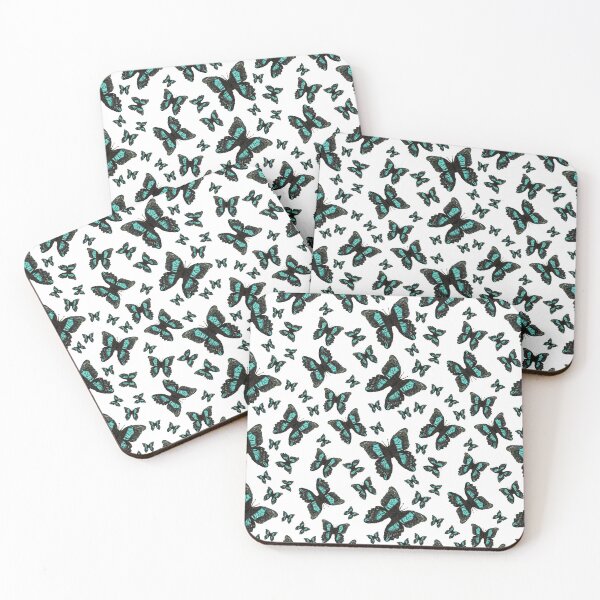 Item preview, Black and aquamarine butterflies (drawing, pattern) designed and sold by Alice-Moonbliss.