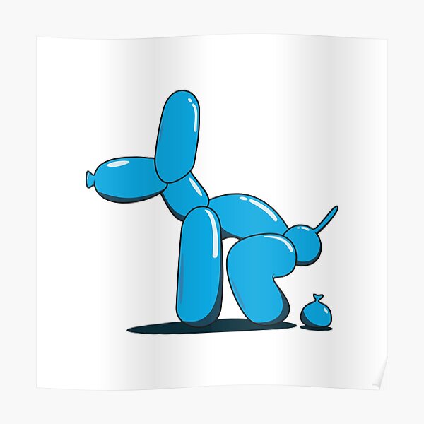 Chien ballon caca (bleu) Poster