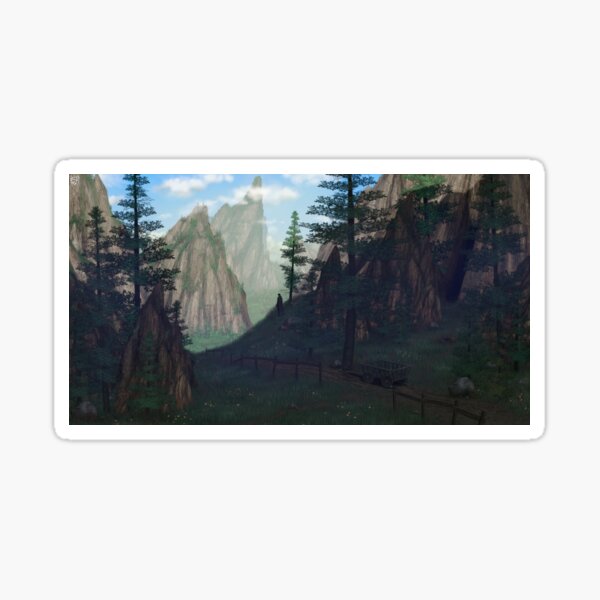 Adventure Journey Fantasy Roleplaying illustration with beautiful landscape Sticker