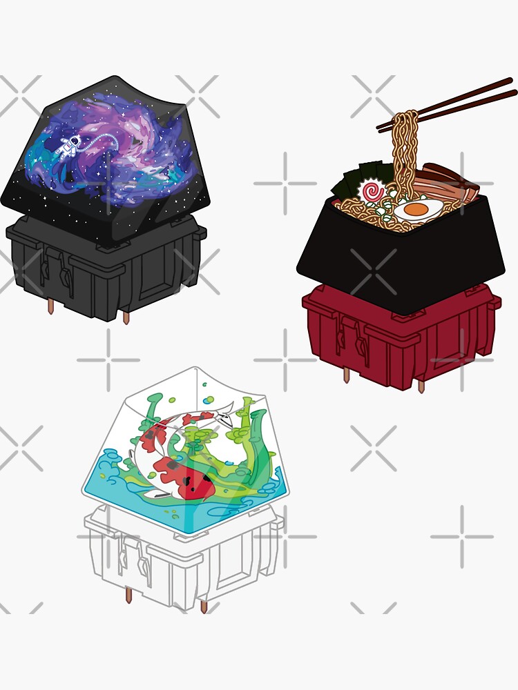 Artisan Keycaps Ramen, Koi Pond, and Cute Space Astronaut Switch