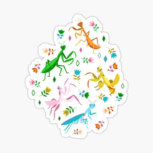 An Unordinary Array of Praying Mantises - Black Sticker