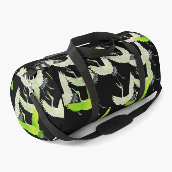 Item preview, YELLOW GREEN CHARTREUSE WHITE FLYING CRANES IN BLACK Japanese Pattern designed and sold by BulganLumini.