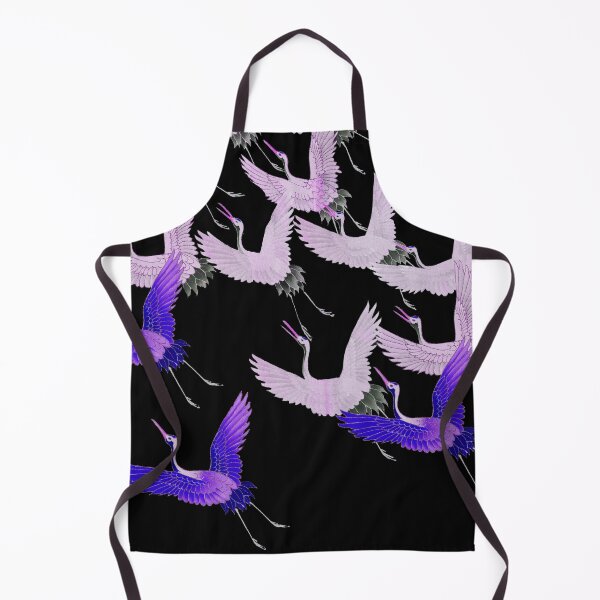 Item preview, BLUE PINK WHITE FLYING CRANES IN BLACK Japanese Pattern designed and sold by BulganLumini.