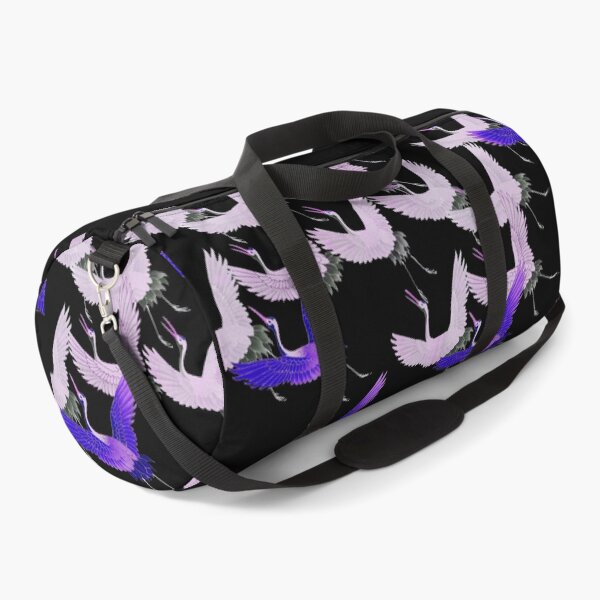 Item preview, BLUE PINK WHITE FLYING CRANES IN BLACK Japanese Pattern designed and sold by BulganLumini.