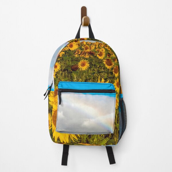 Item preview, A field of sunflowers with a rainbow designed and sold by Itsgrimupnorth.